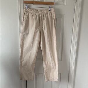 Uniqlo unisex cream cotton pants Elastic waist Size M